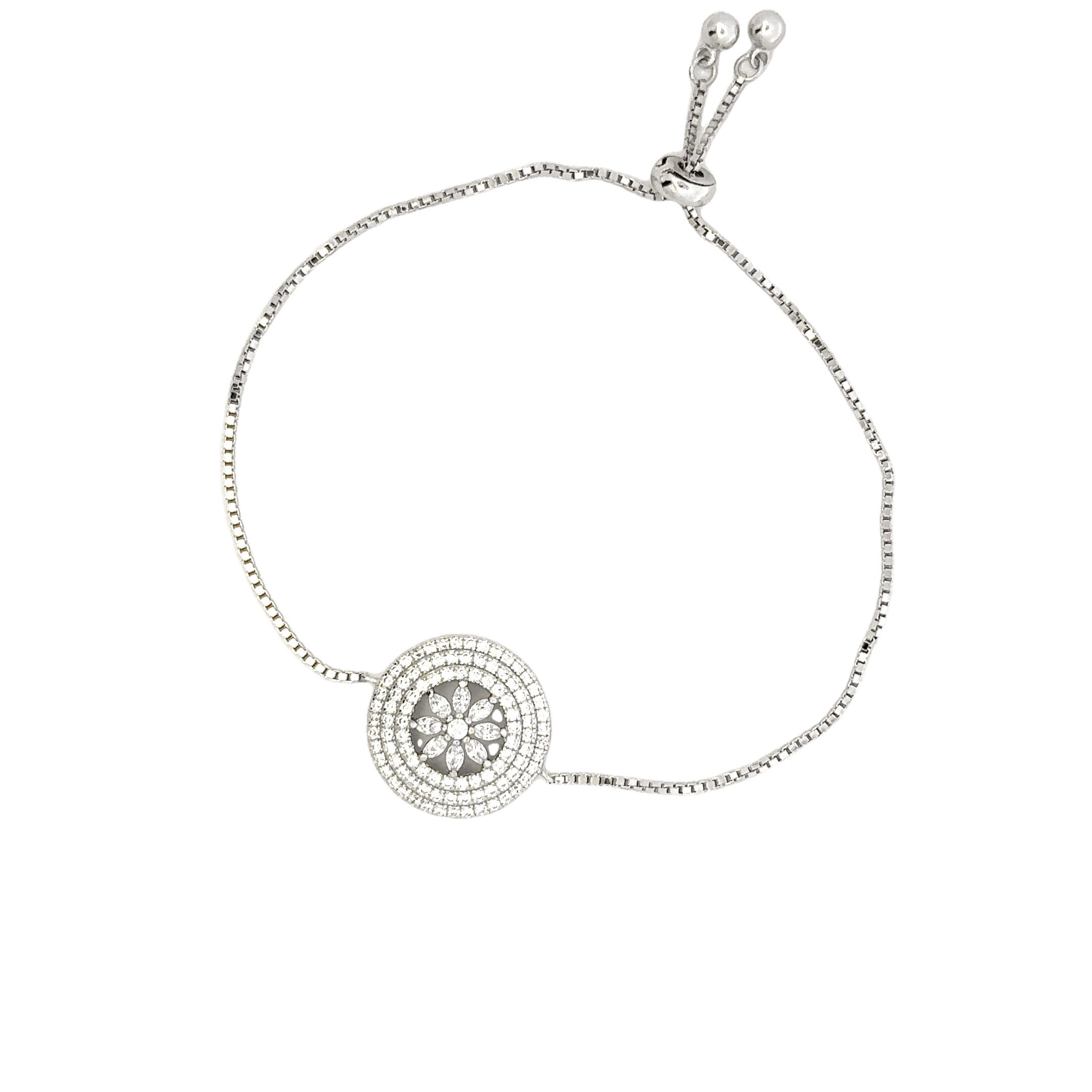 Rhodium wheel of life bracelet