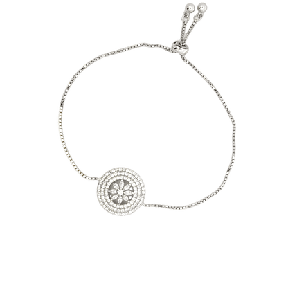 Rhodium wheel of life bracelet