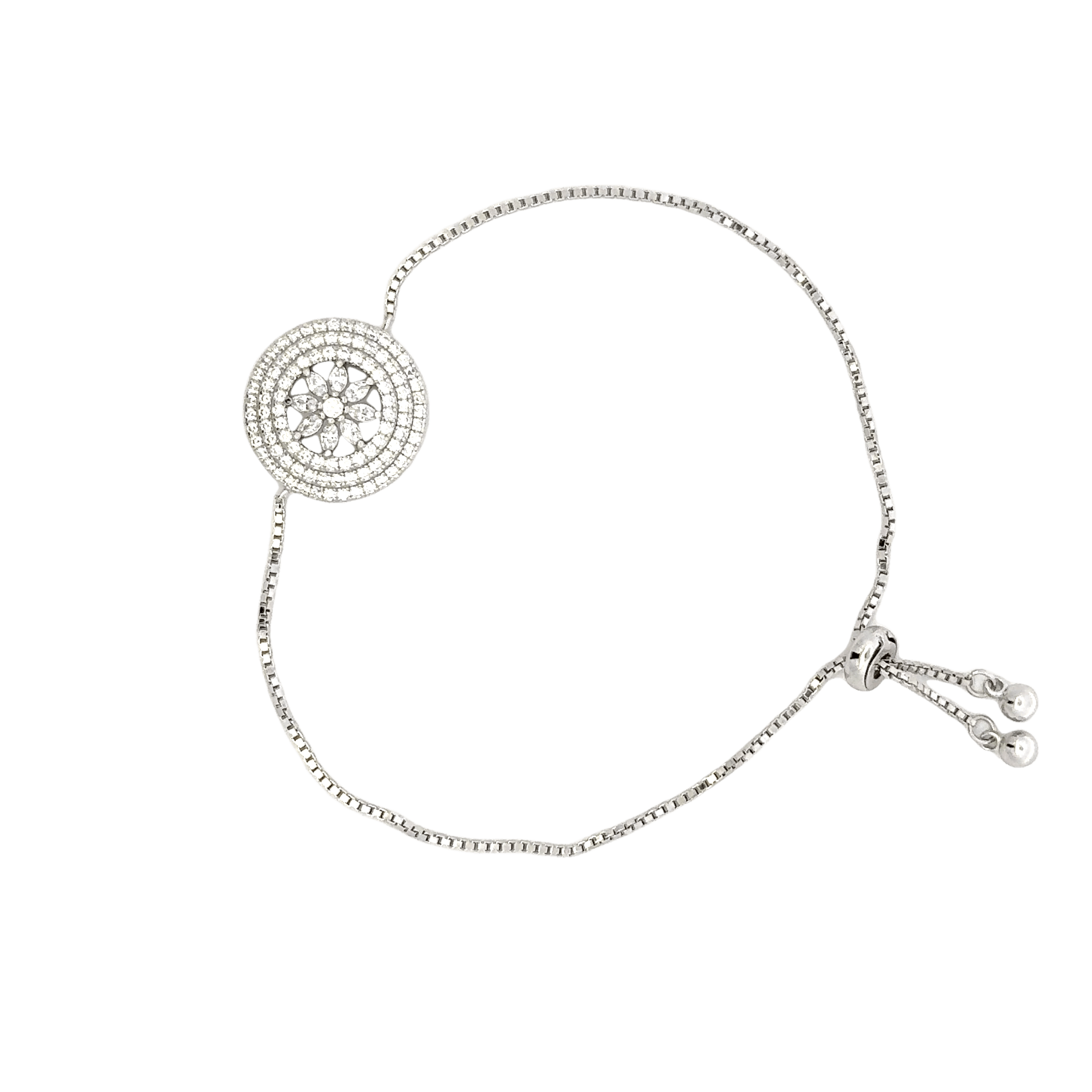 Rhodium wheel of life bracelet