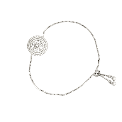 Rhodium wheel of life bracelet