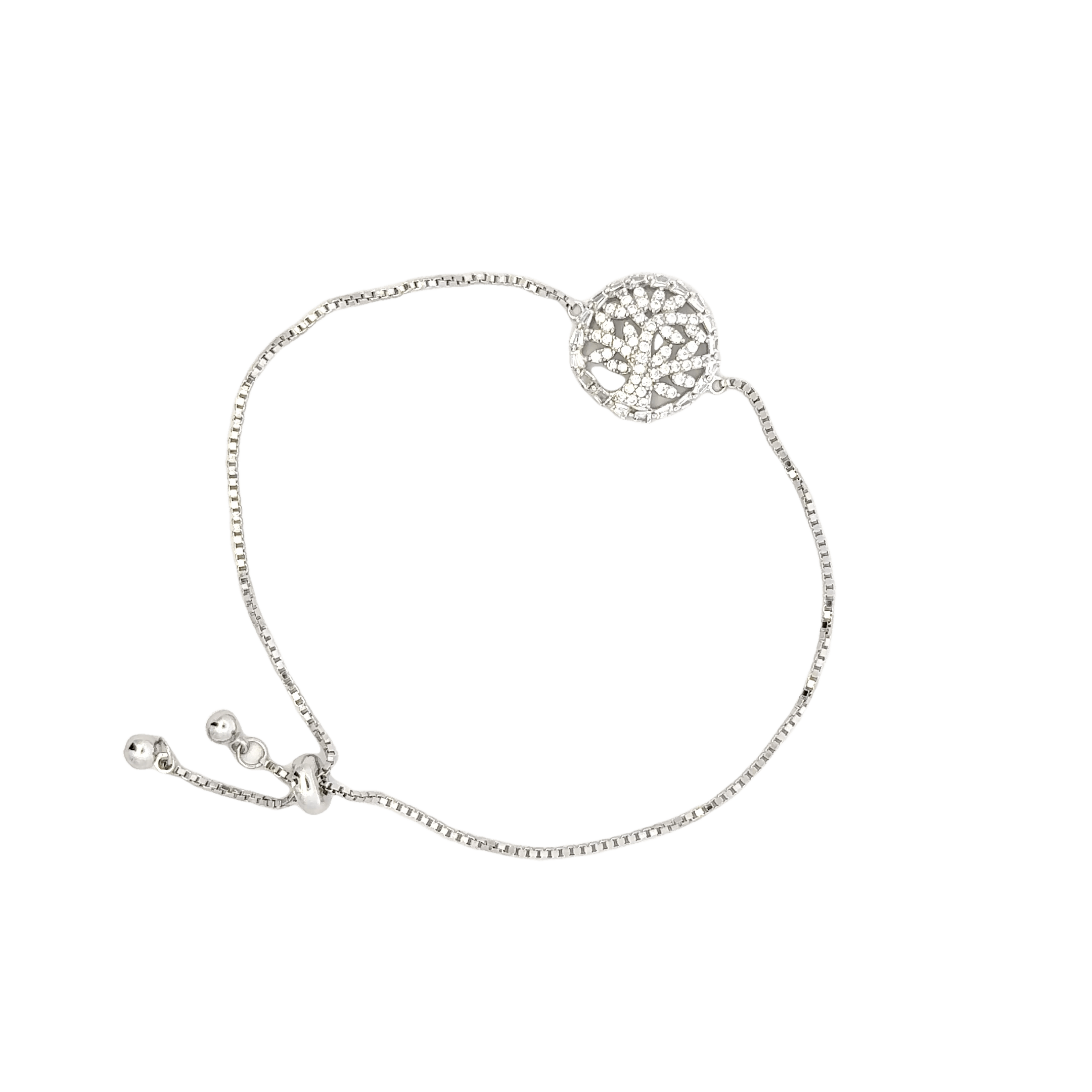 Rhodium cluster design bracelet