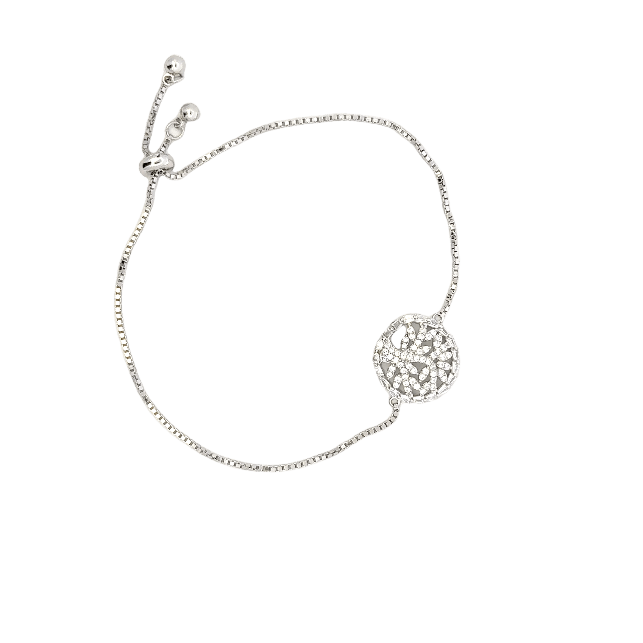 Rhodium cluster design bracelet