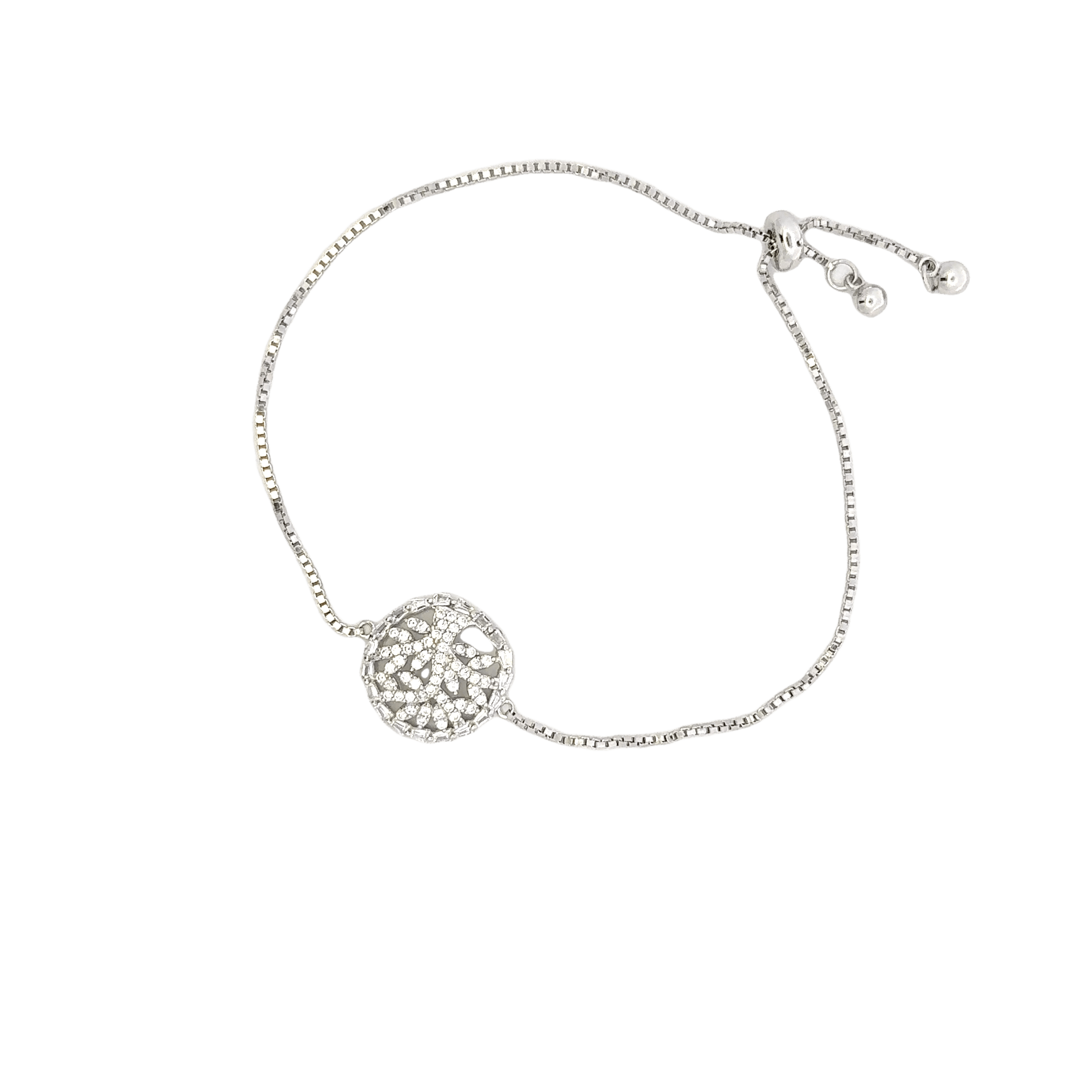Rhodium cluster design bracelet