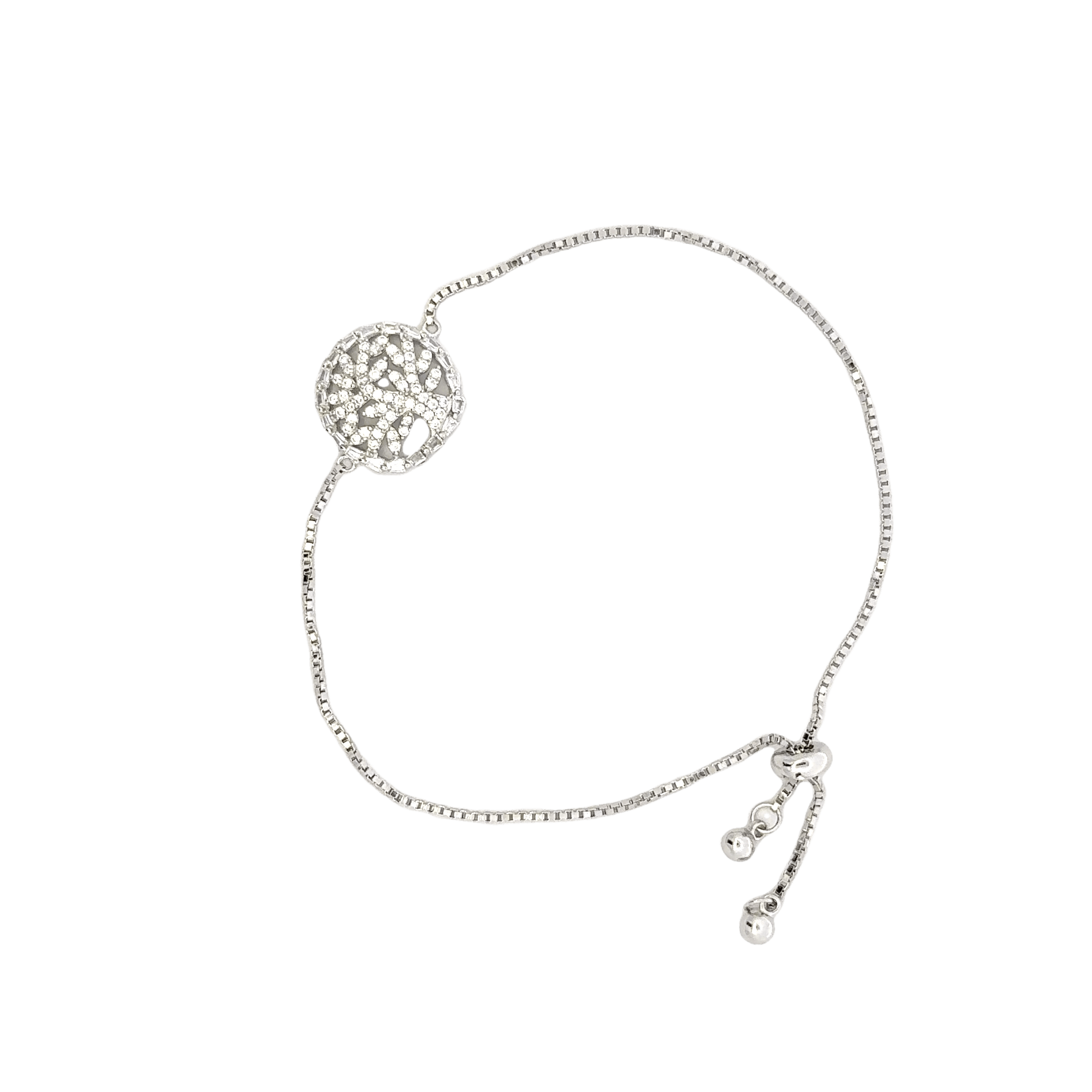 Rhodium cluster design bracelet