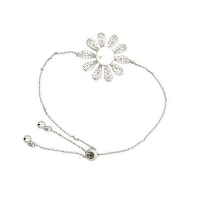 Rhodium Floral design bracelet