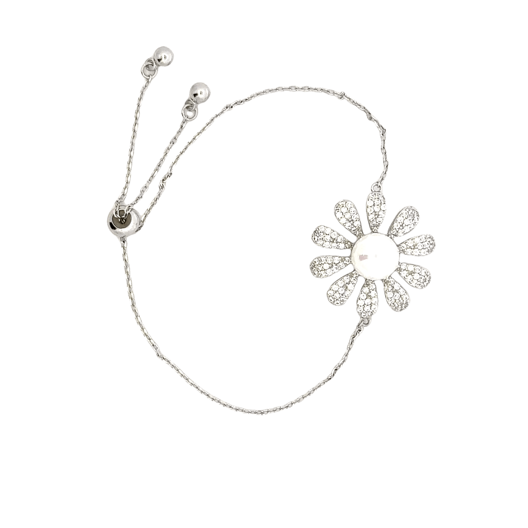 Rhodium Floral design bracelet
