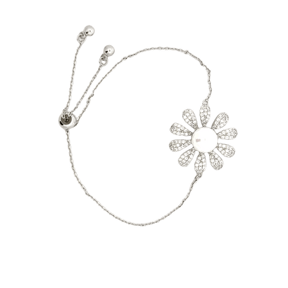 Rhodium Floral design bracelet