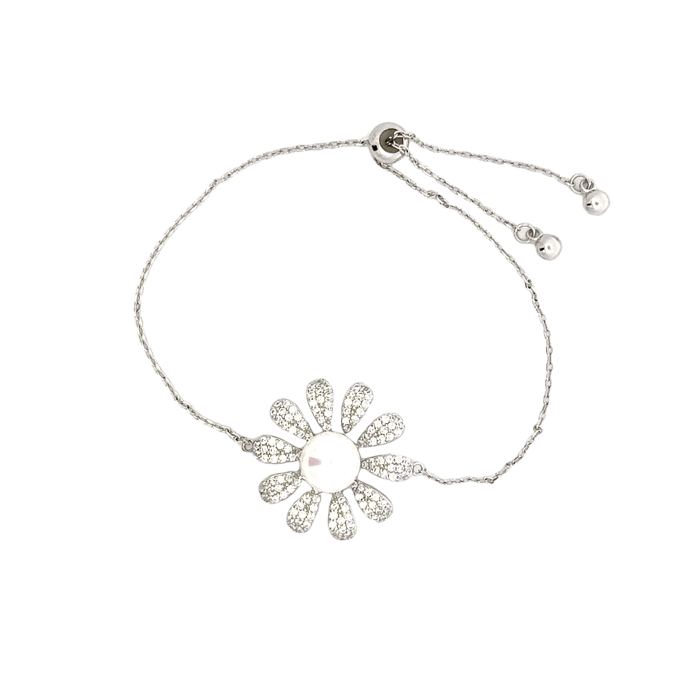 Rhodium Floral design bracelet