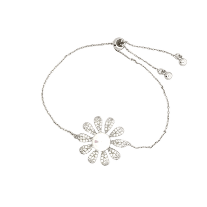 Rhodium Floral design bracelet