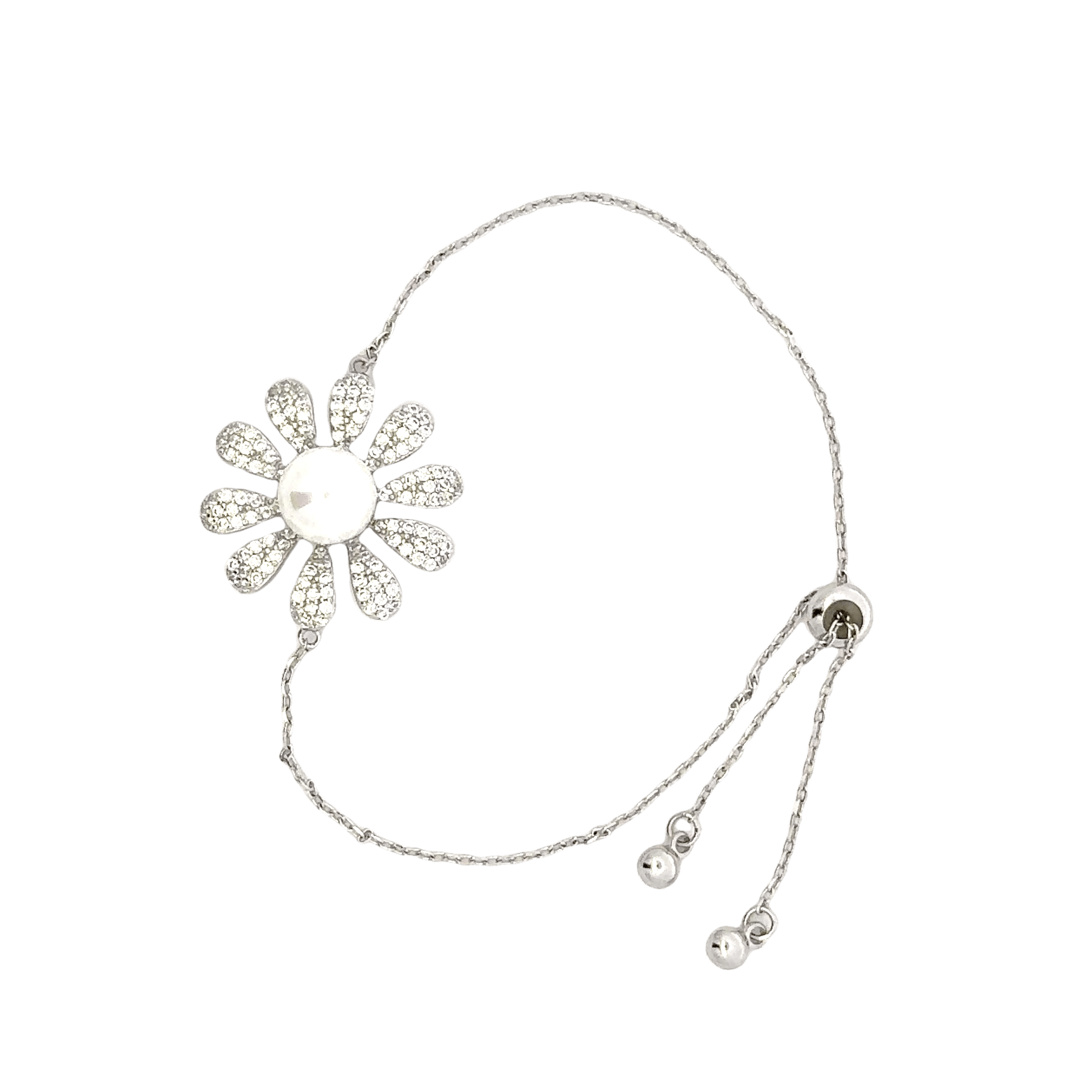 Rhodium Floral design bracelet