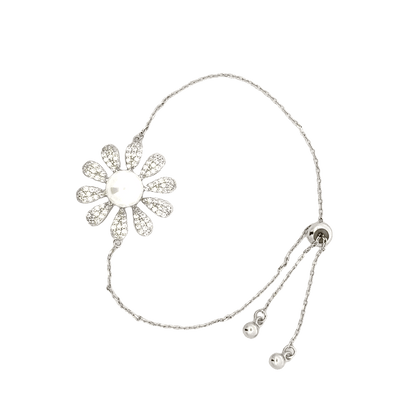 Rhodium Floral design bracelet