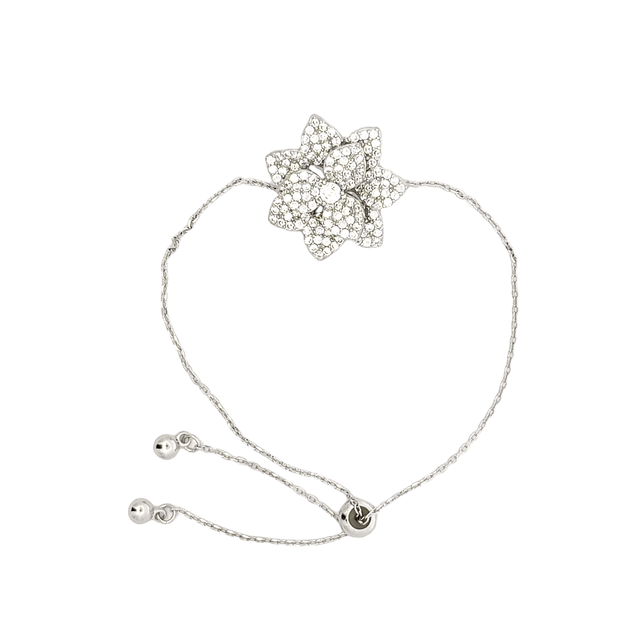 Rhodium Flower charm bracelet