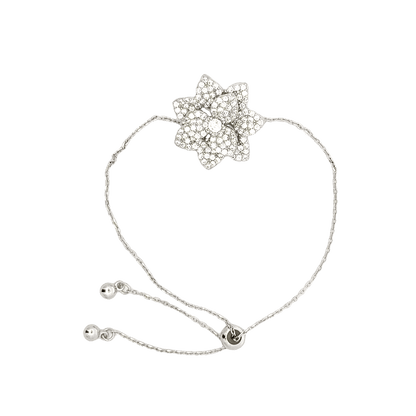 Rhodium Flower charm bracelet