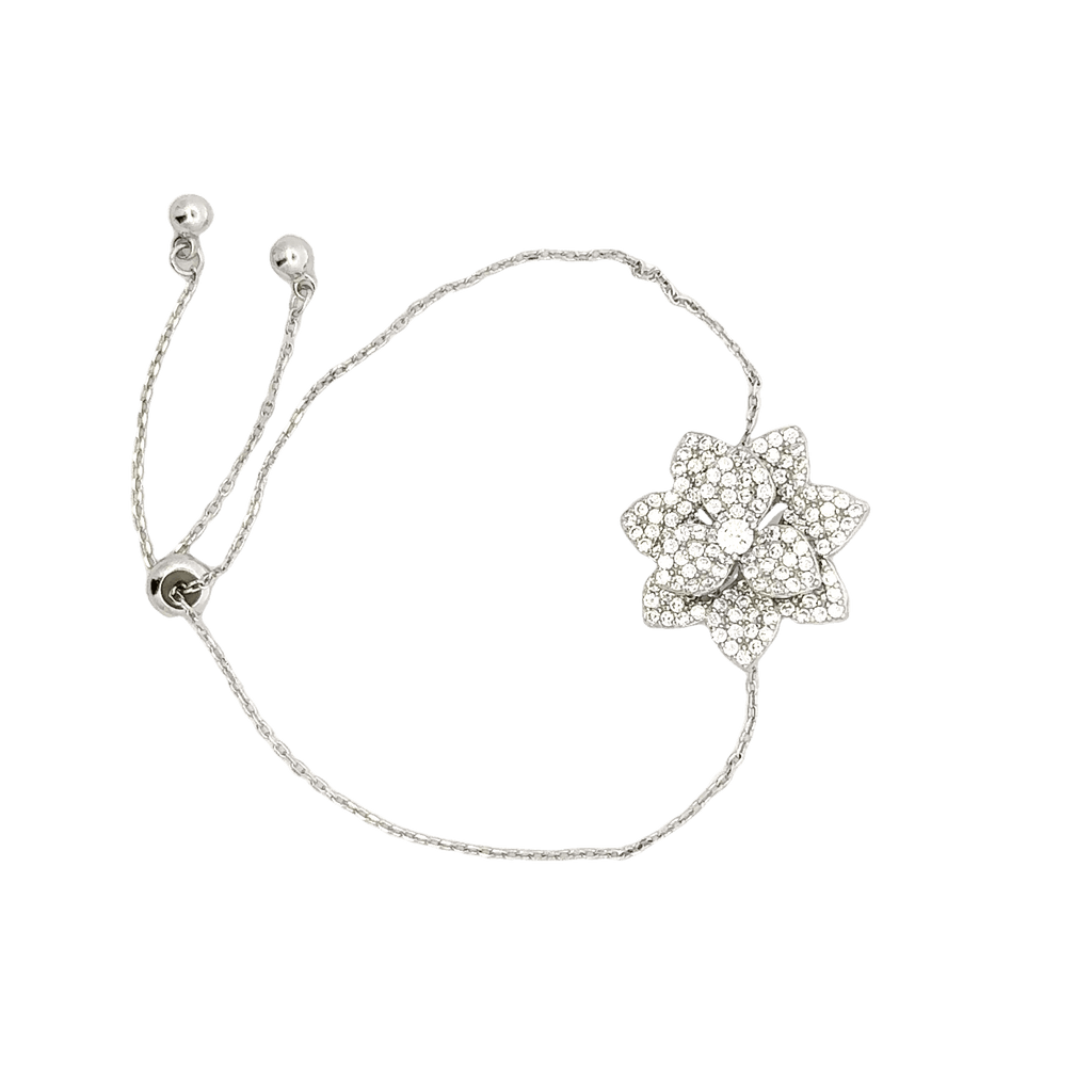 Rhodium Flower charm bracelet