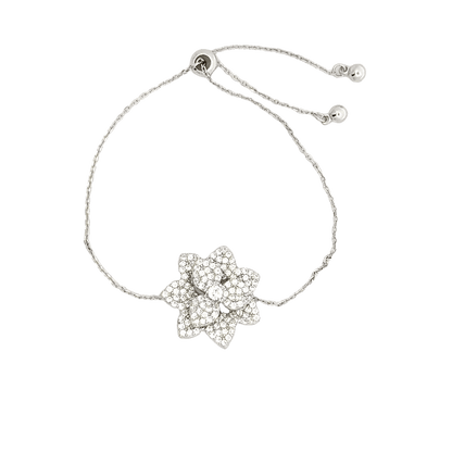 Rhodium Flower charm bracelet