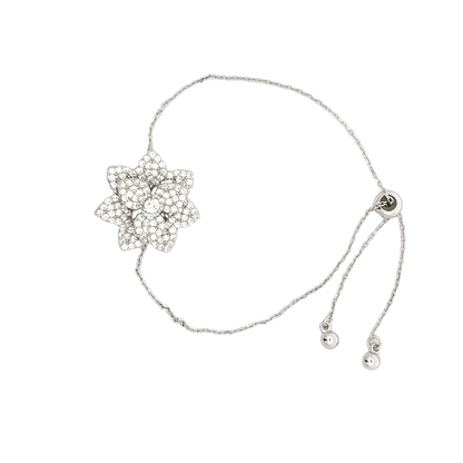 Rhodium Flower charm bracelet