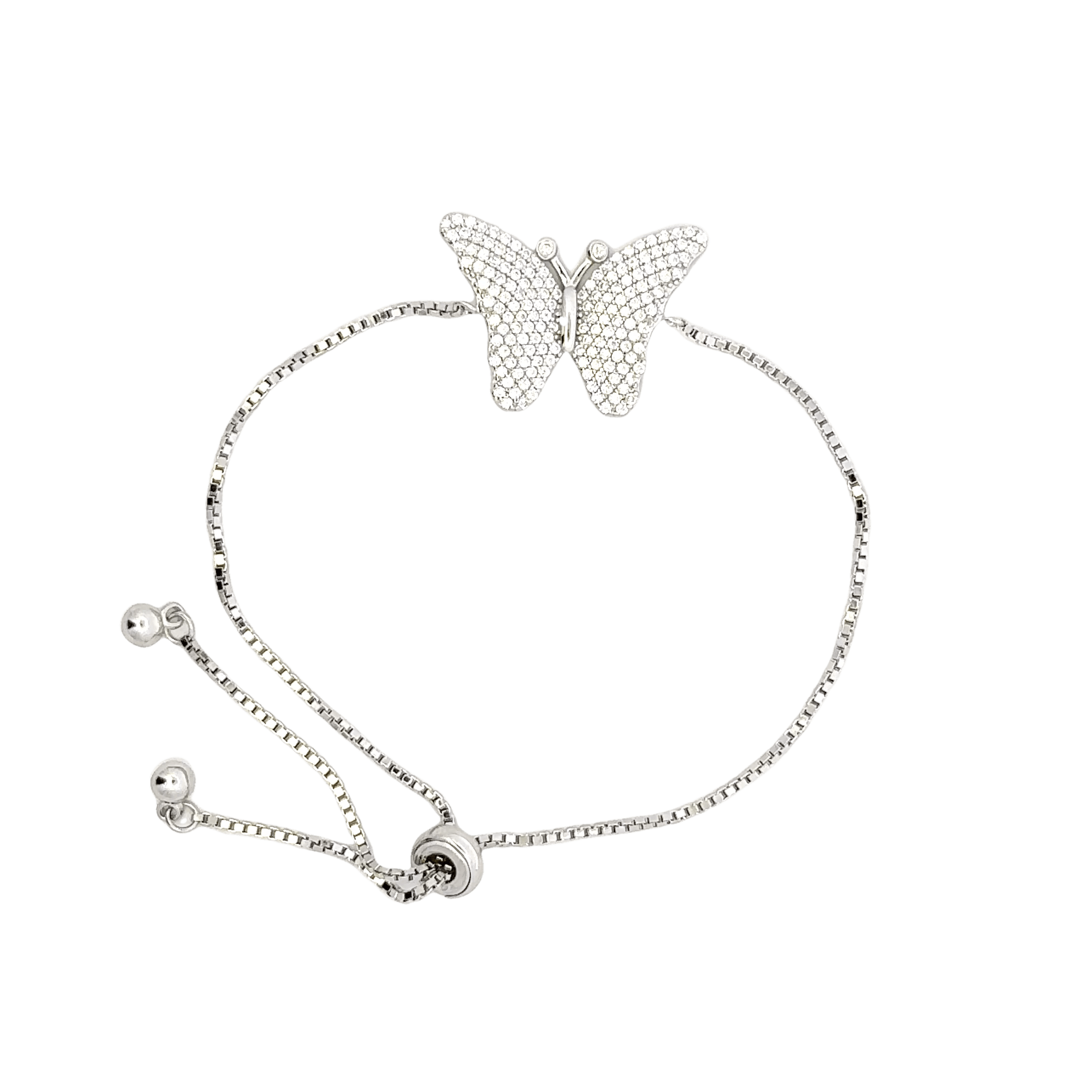 Rhodium Butterfly charm bracelet