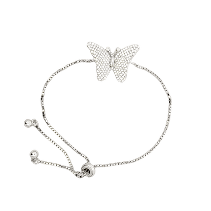 Rhodium Butterfly charm bracelet