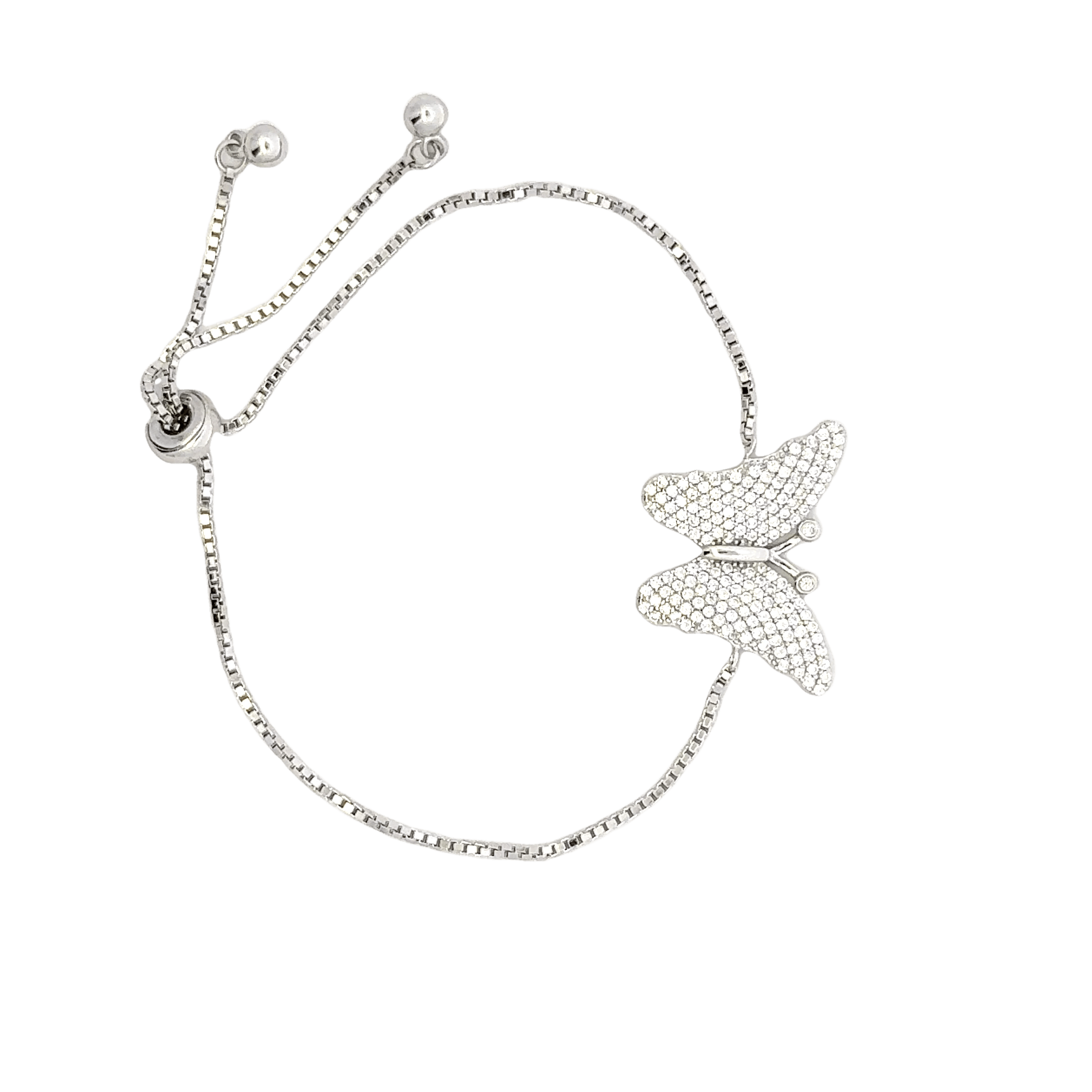 Rhodium Butterfly charm bracelet