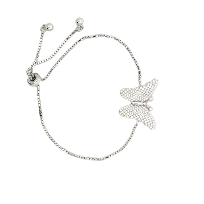 Rhodium Butterfly charm bracelet