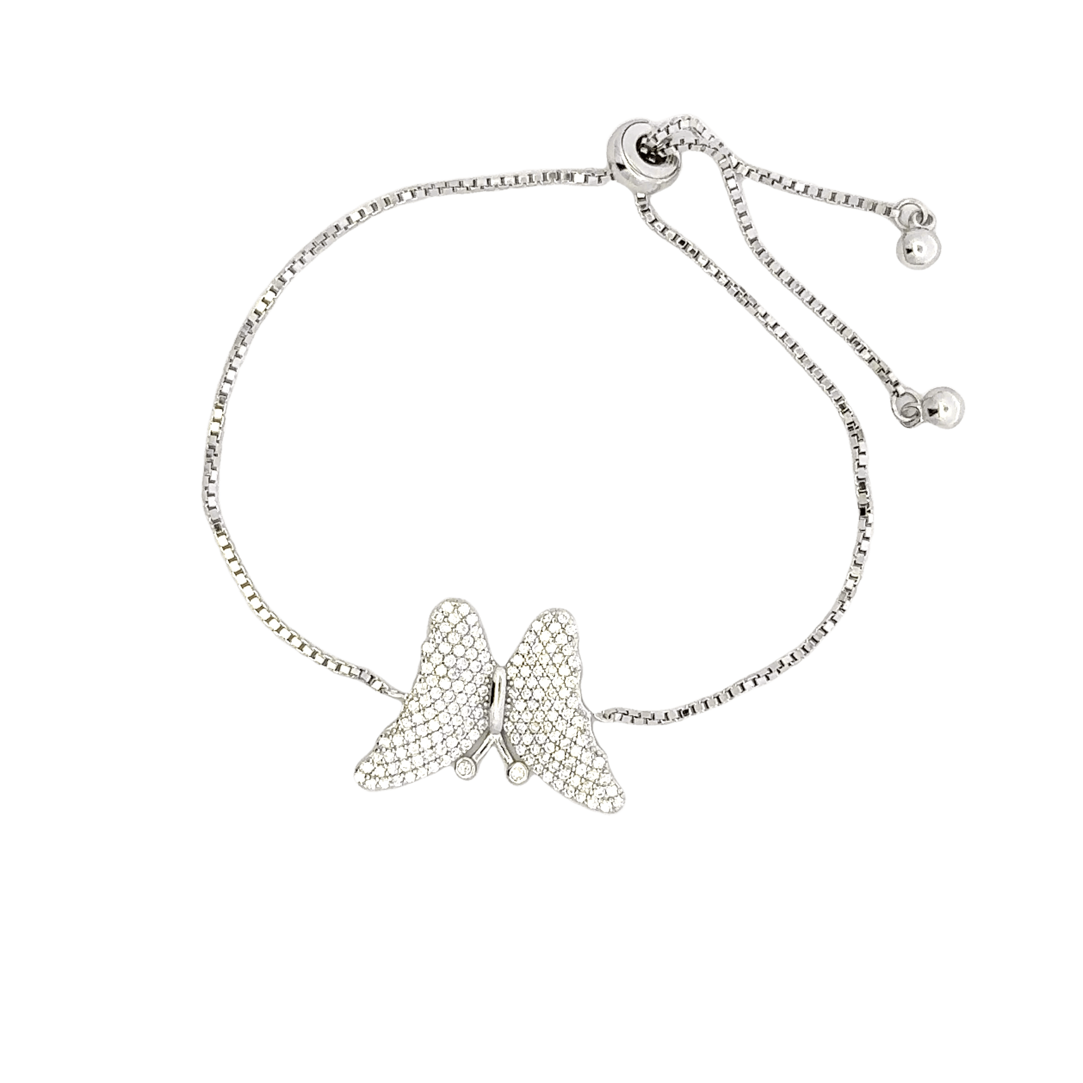 Rhodium Butterfly charm bracelet