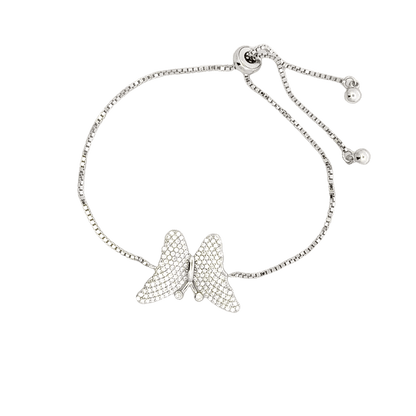 Rhodium Butterfly charm bracelet