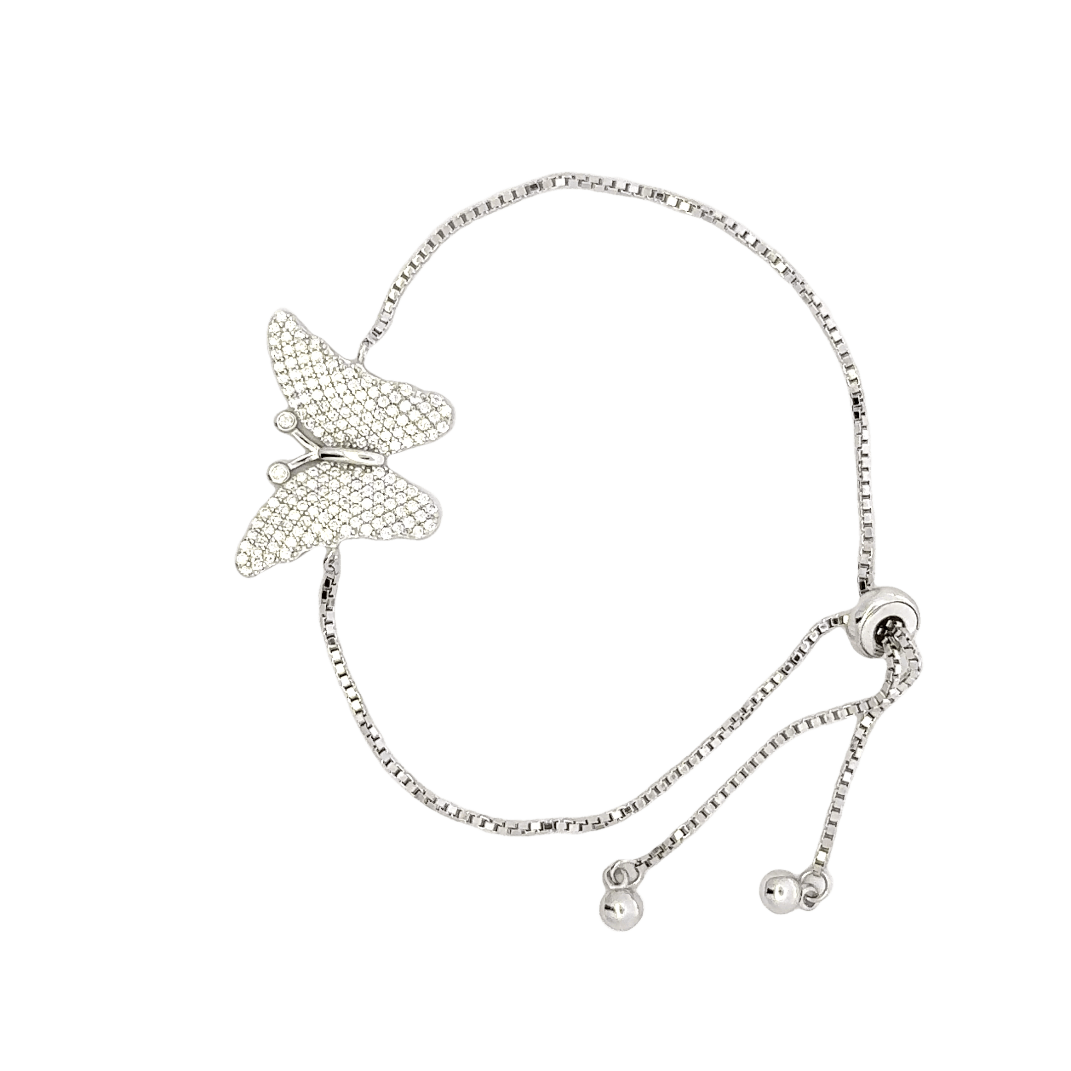Rhodium Butterfly charm bracelet
