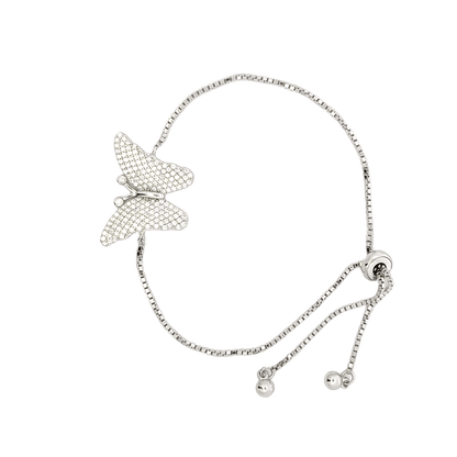 Rhodium Butterfly charm bracelet