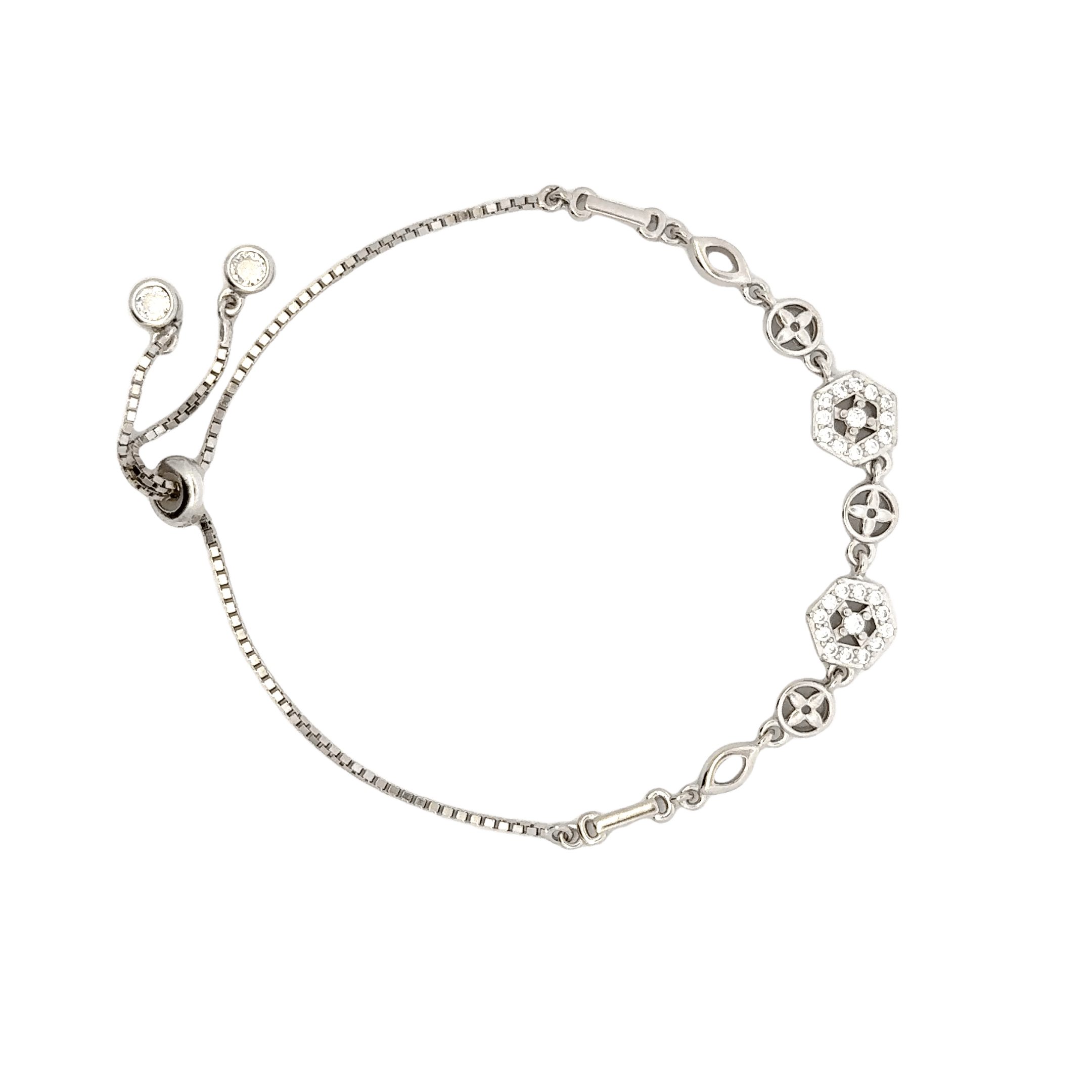 Rhodium Geometric shape bracelet