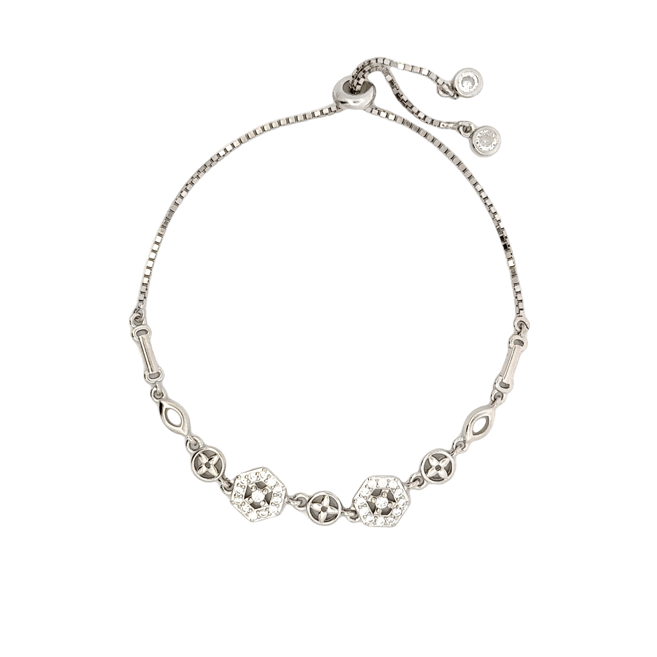Rhodium Geometric shape bracelet