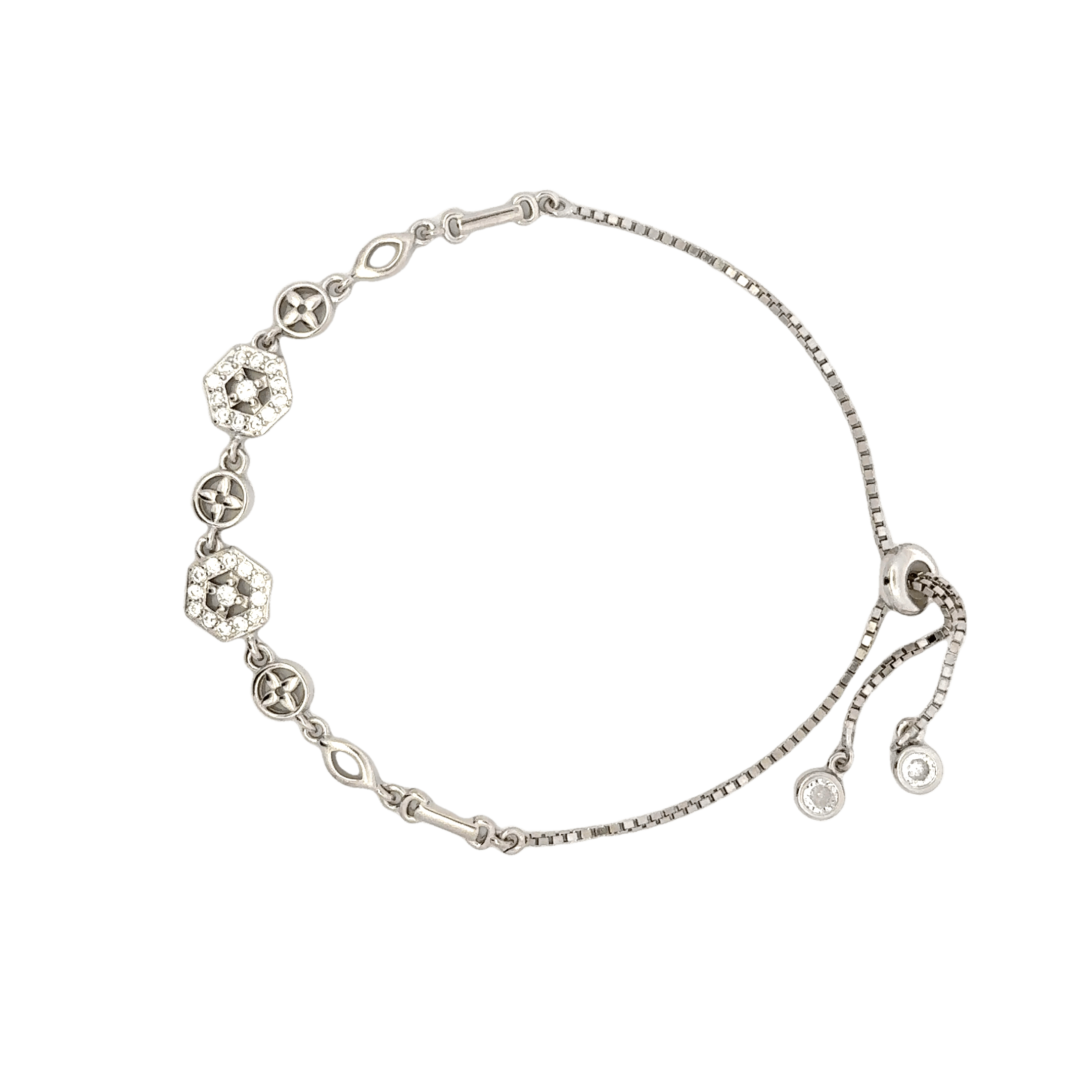 Rhodium Geometric shape bracelet