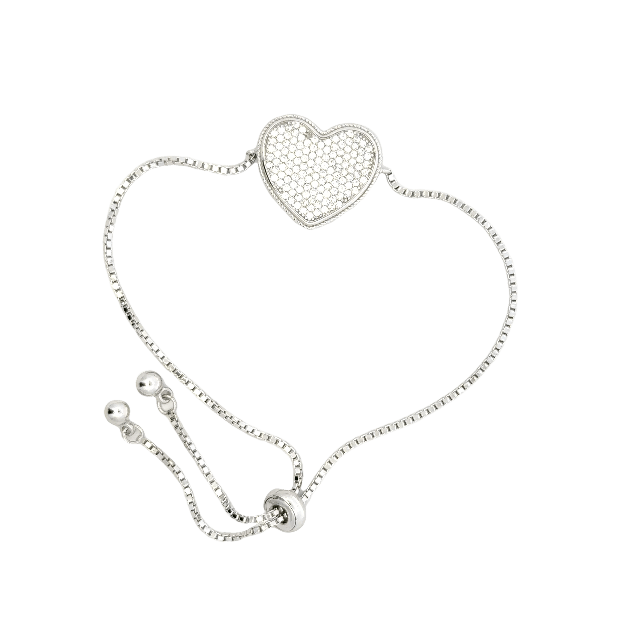 Rhodium Heart shaped charm bracelet