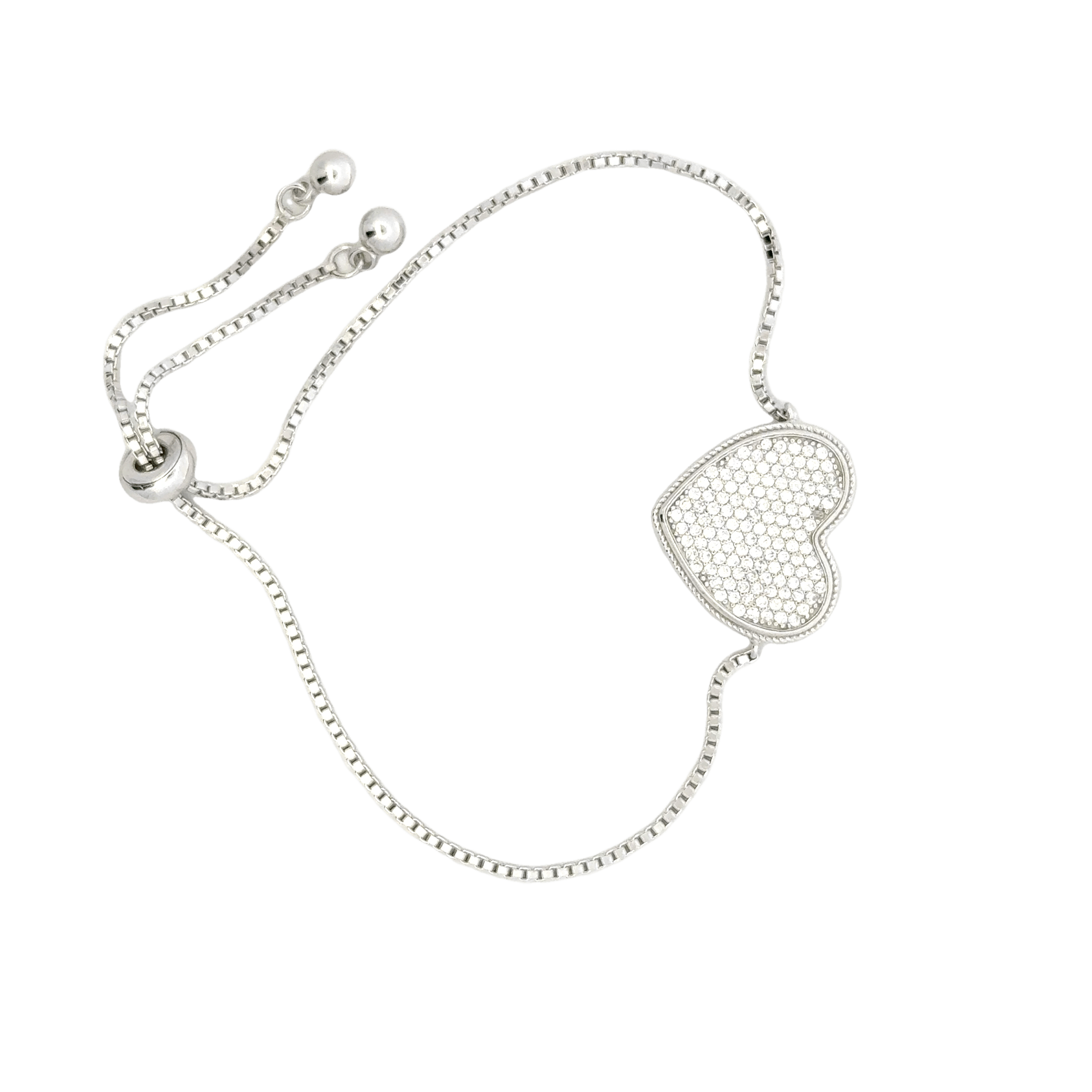 Rhodium Heart shaped charm bracelet