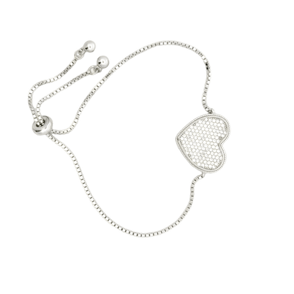 Rhodium Heart shaped charm bracelet