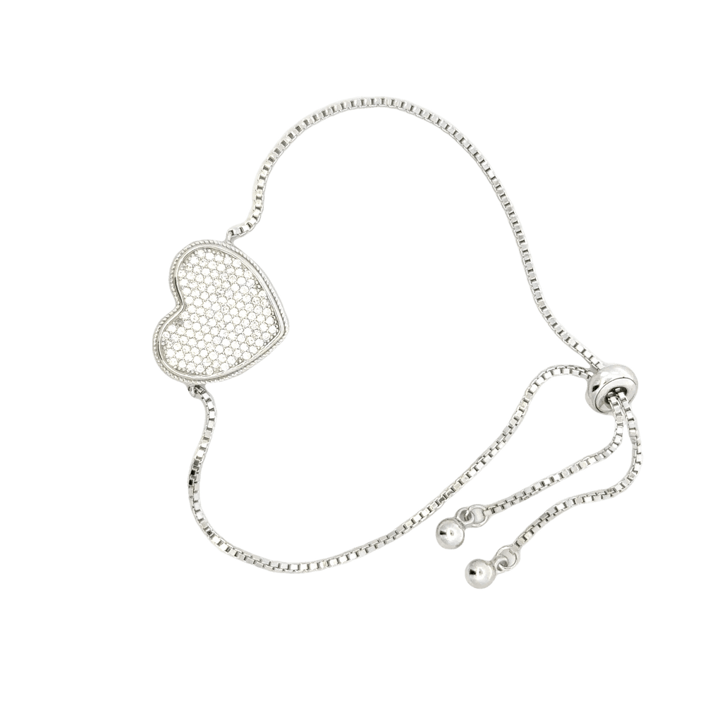 Rhodium Heart shaped charm bracelet