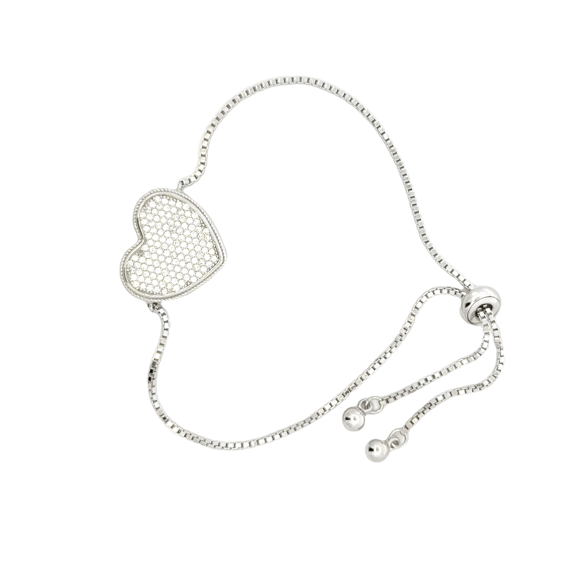 Rhodium Heart shaped charm bracelet