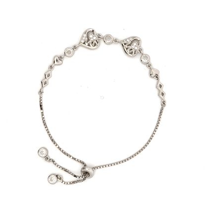 Rhodium Heart charm bracelet