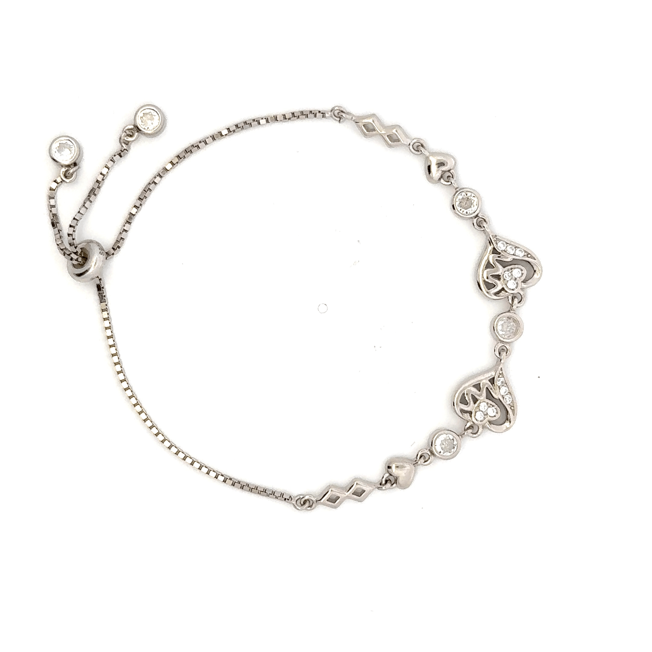 Rhodium Heart charm bracelet