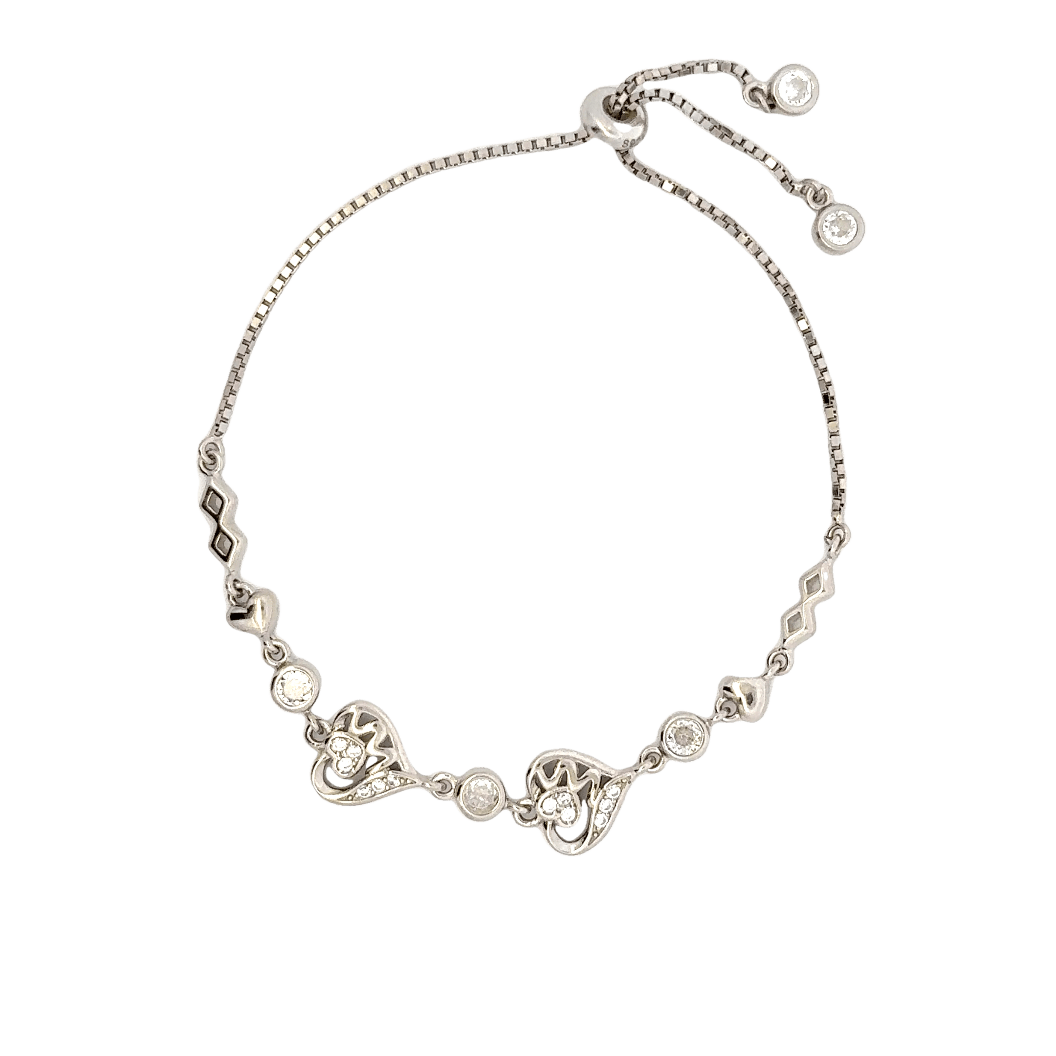Rhodium Heart charm bracelet