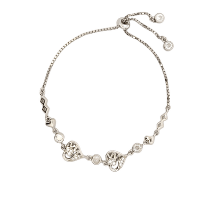 Rhodium Heart charm bracelet