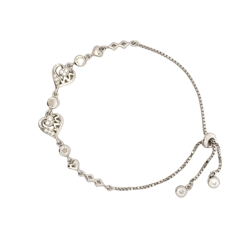 Rhodium Heart charm bracelet