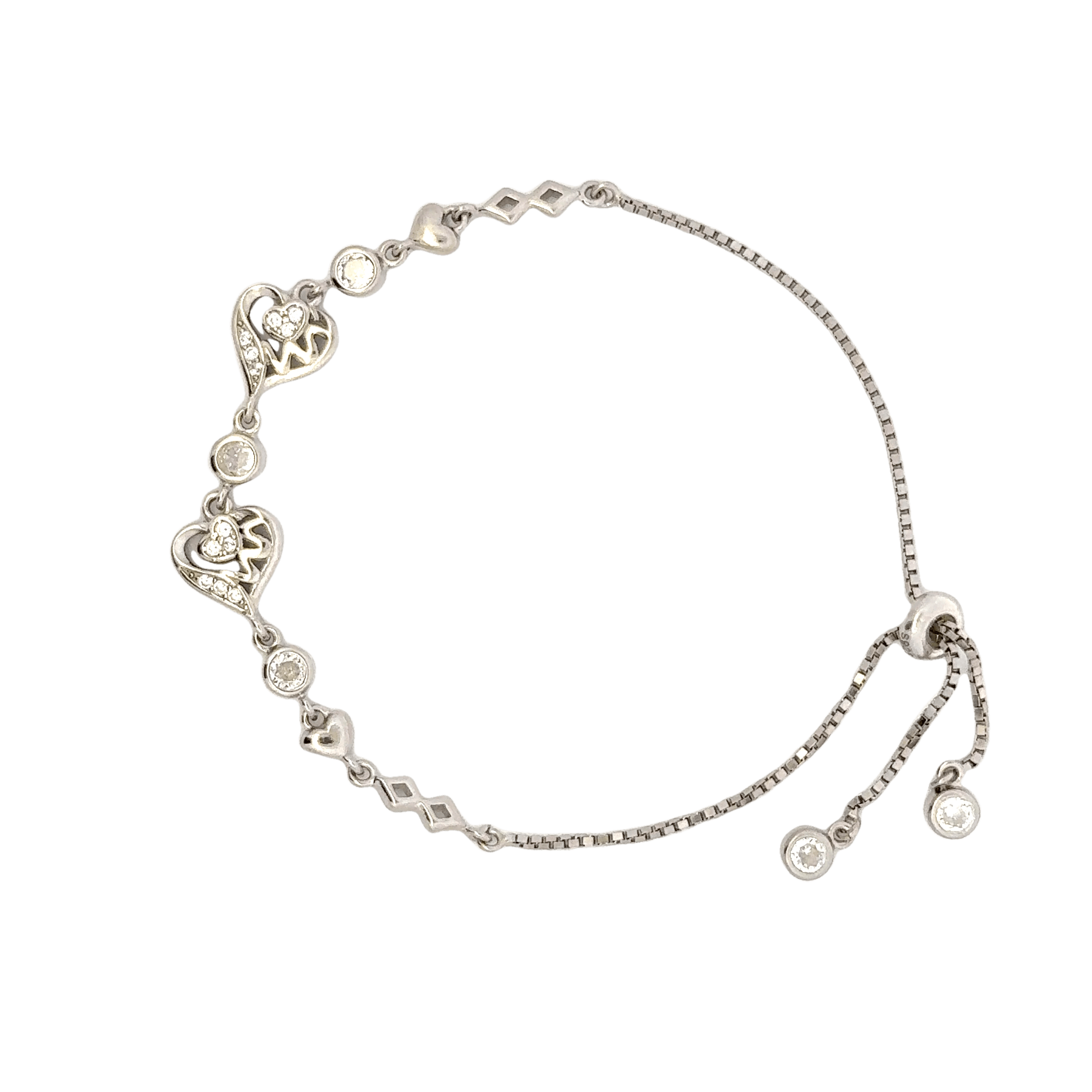 Rhodium Heart charm bracelet