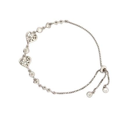 Rhodium Heart charm bracelet