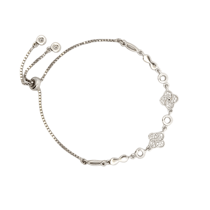 Rhodium clover and infinity charm bracelet