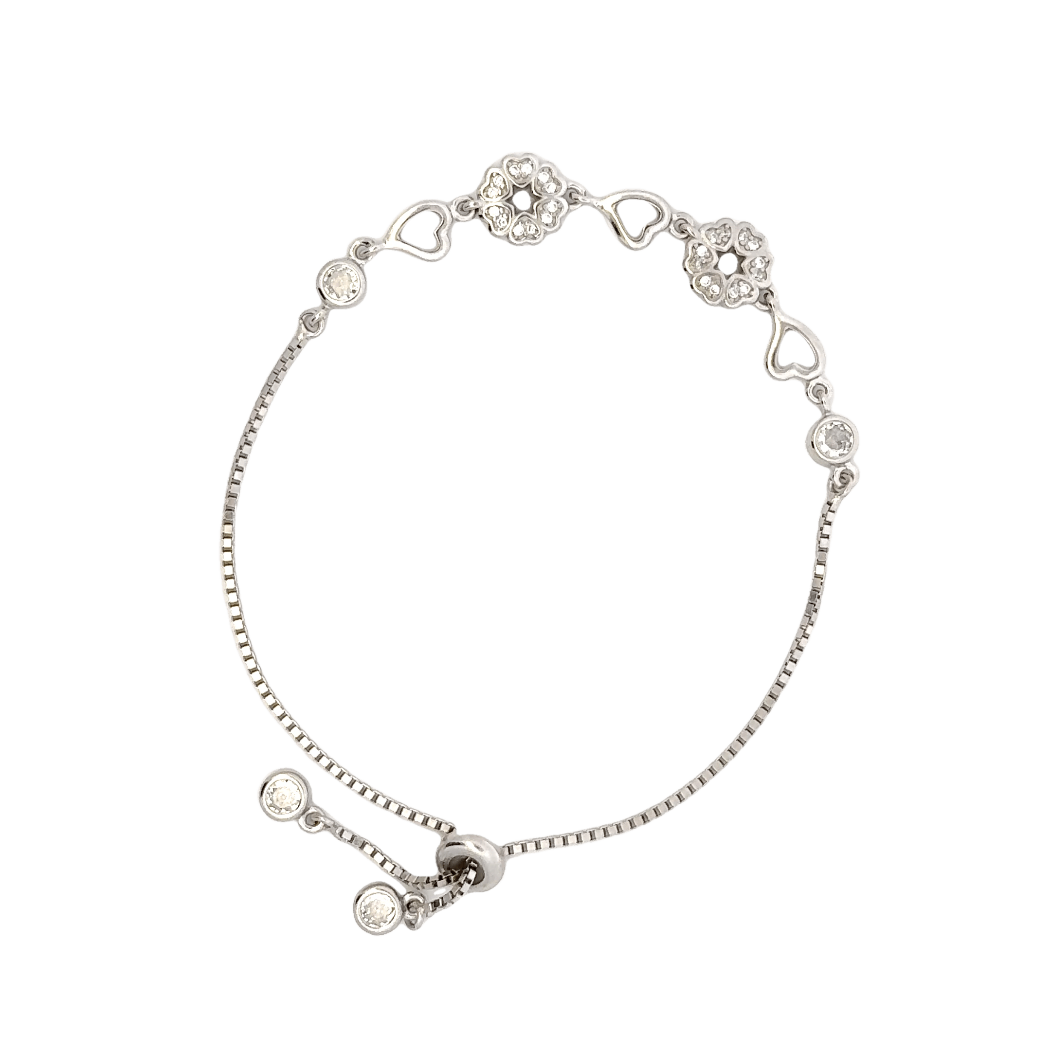 Rhodium Floral CZ Bracelet