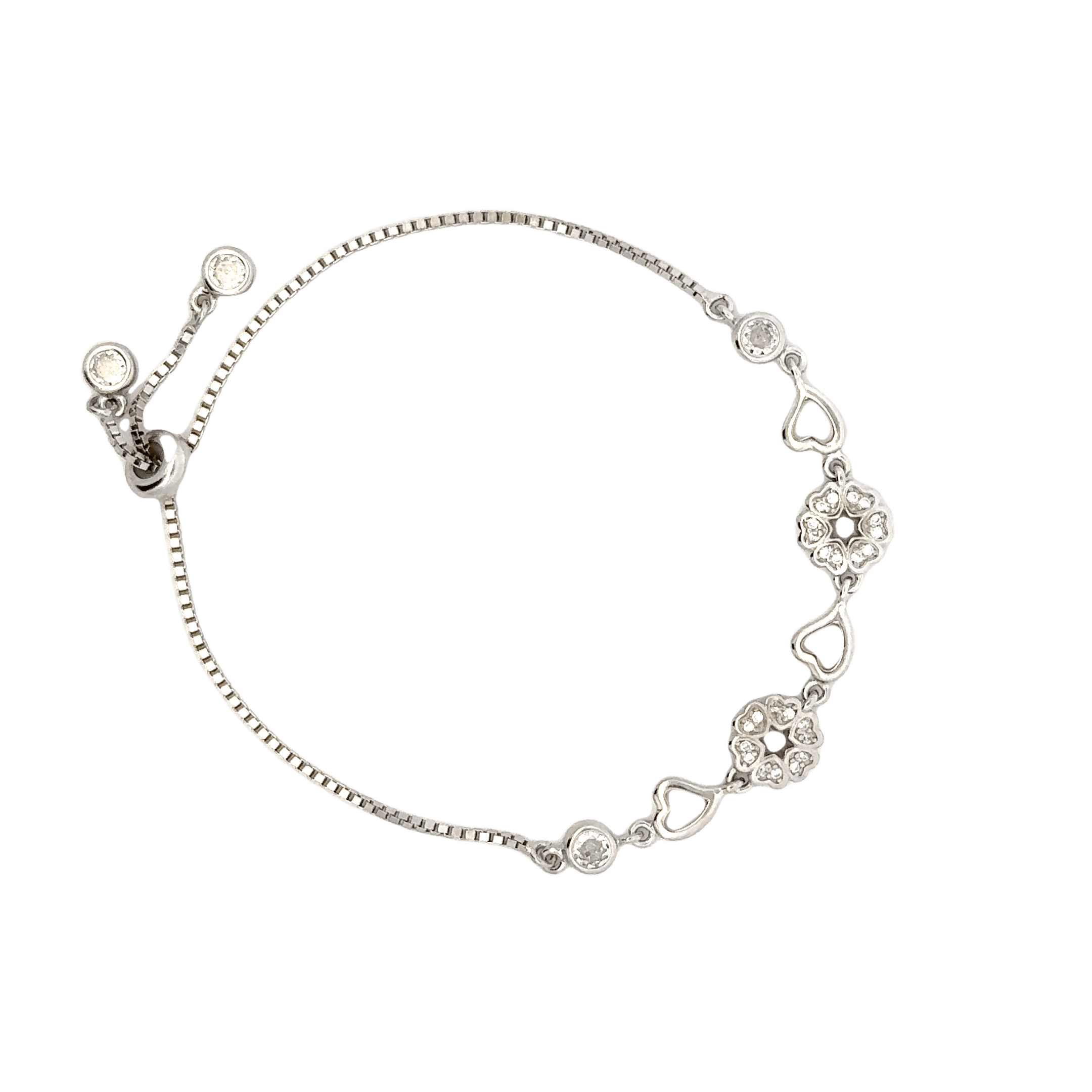 Rhodium Floral CZ Bracelet