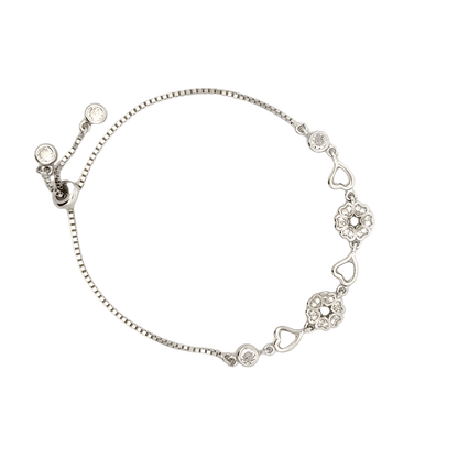 Rhodium Floral CZ Bracelet
