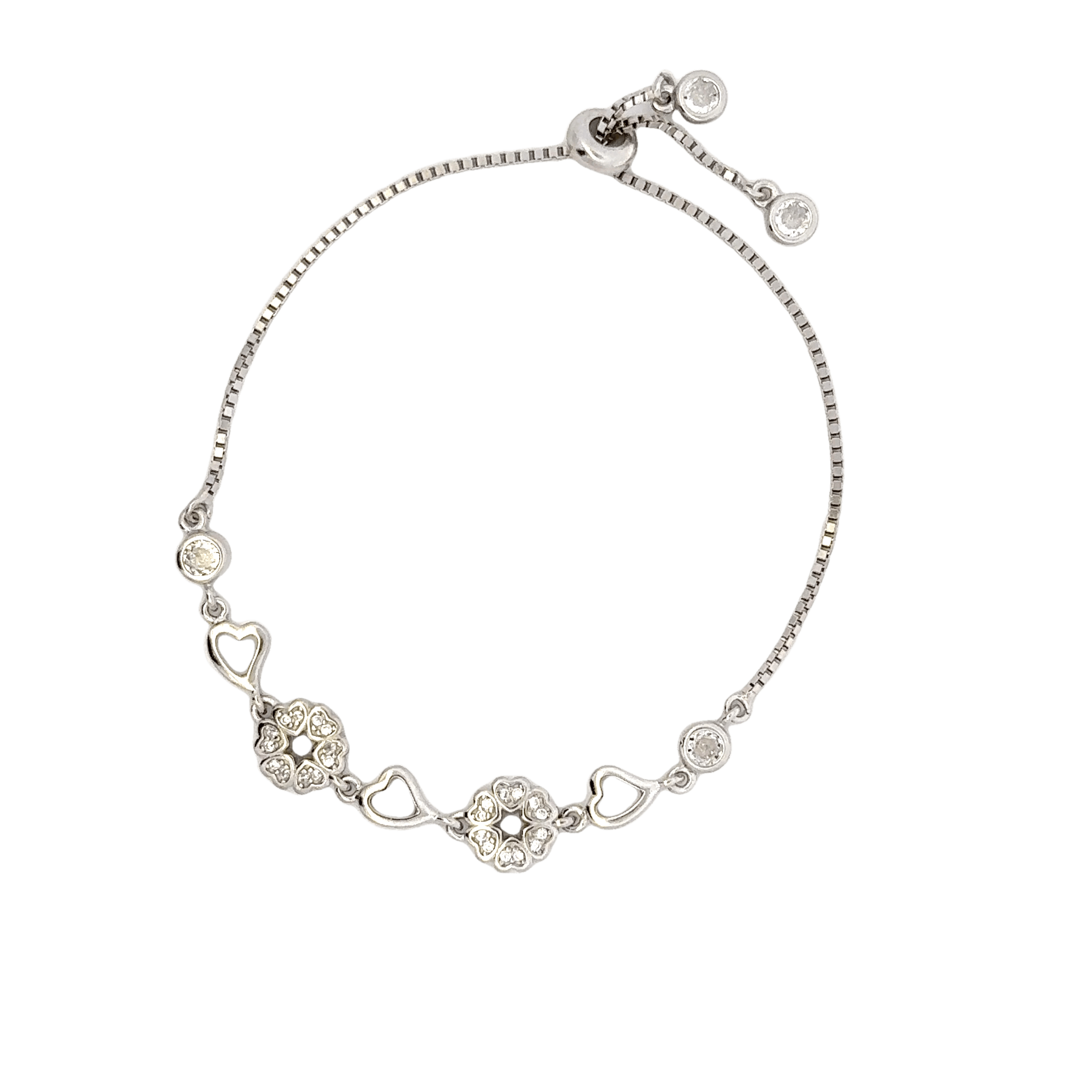 Rhodium Floral CZ Bracelet