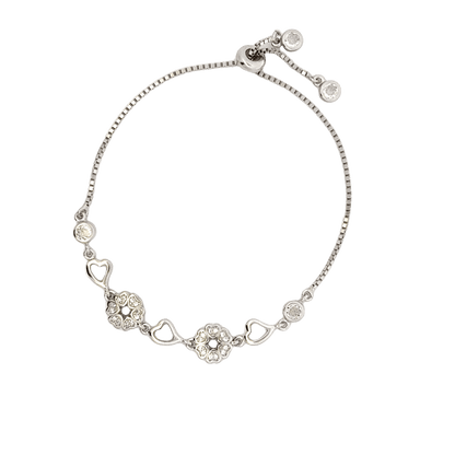 Rhodium Floral CZ Bracelet