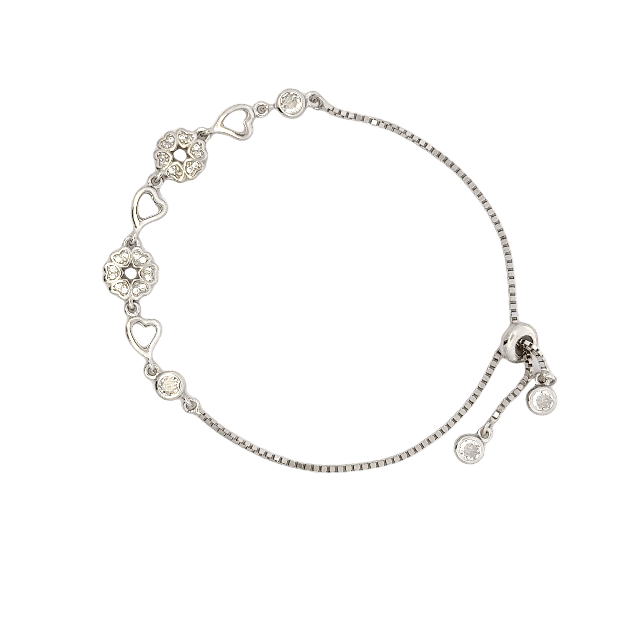 Rhodium Floral CZ Bracelet